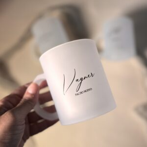 Caneca de Vidro Jateada Personalizada - 300ml