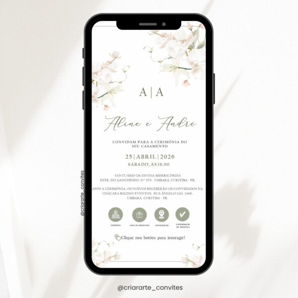 Convite Digital Interativo – Branco Offwhite