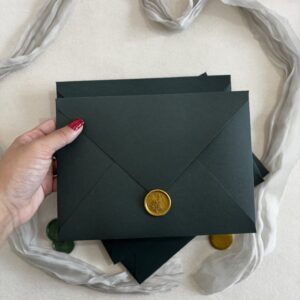 Envelope para Convite de Casamento Verde Escuro