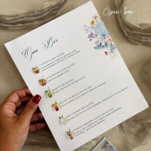 Menu open Bar Drinks Aquarelados
