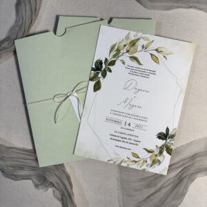 Cópia de Convite de casamento Luva P - Verde pistache