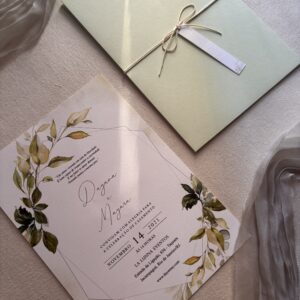 Convite de casamento Luva P - Verde pistache