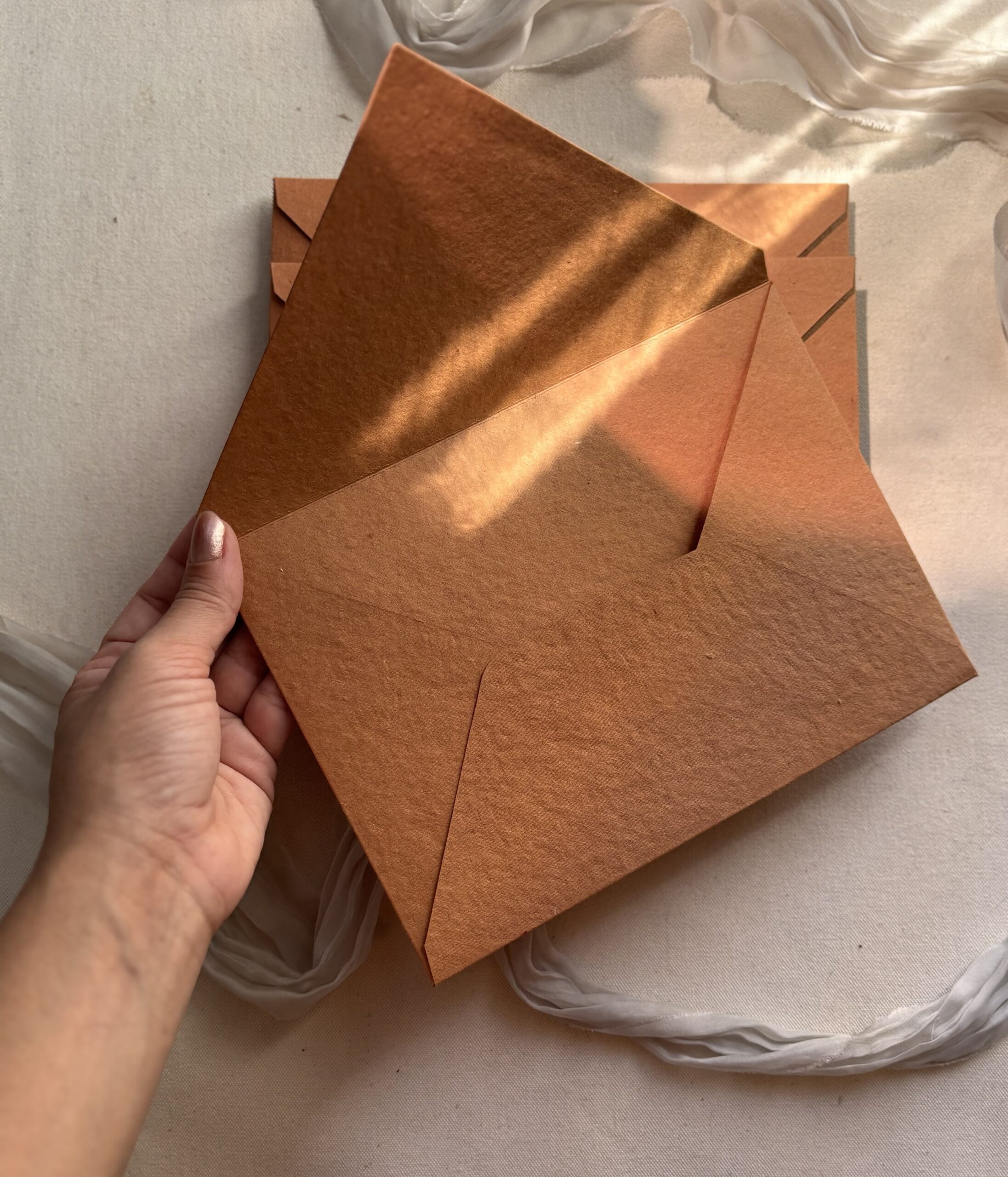 Envelope para Convite de Casamento terracota em papel algodão - Imagem 4
